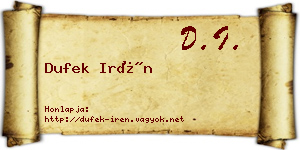 Dufek Irén névjegykártya